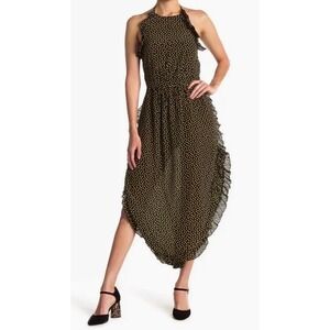 SEE BY CHLOÉ Georgette Silk Halter Neck Ruffled Dress Midi Size 40 / US Size 8